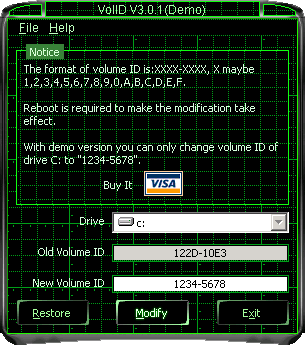 VolID(Disk Drives Serial Modifier) Screenshot
